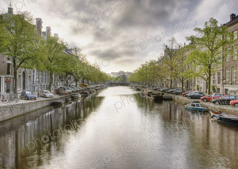 Boats in a Tree Lined Canal