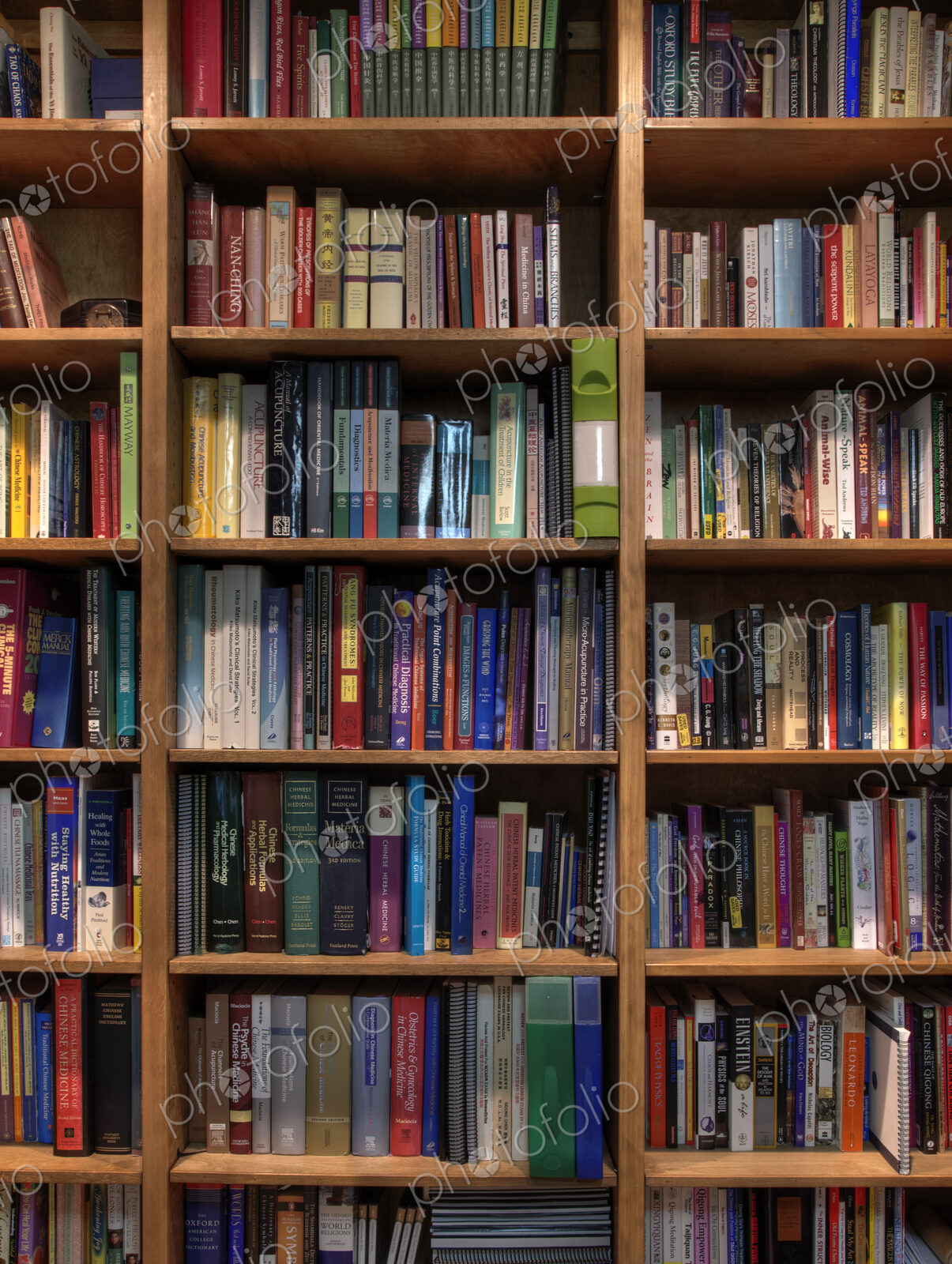 Books organized in bookshelves