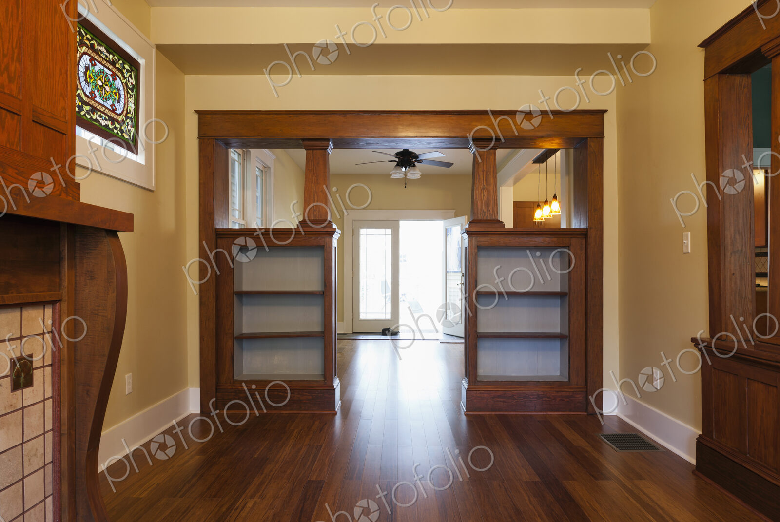 Bookshelves in living room