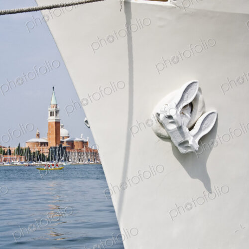 Bow of Ship with Building in Background Bow of Ship with Building in Background