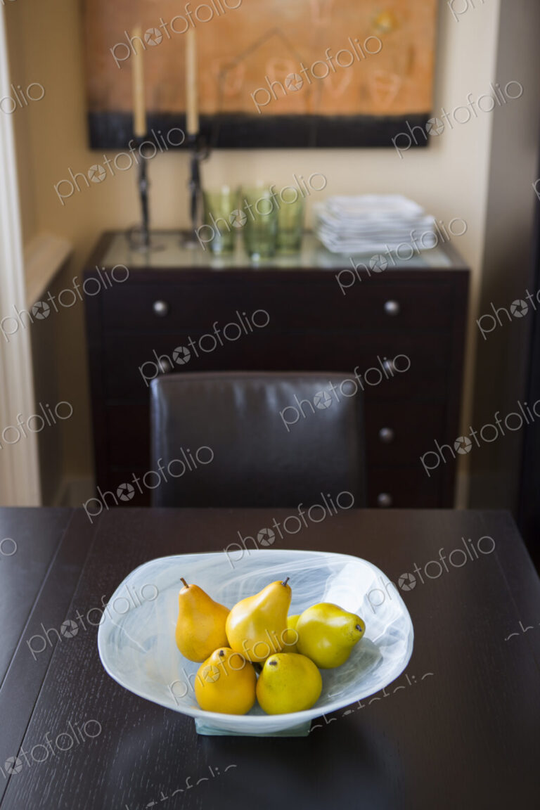 Bowl of fruit on dining room table