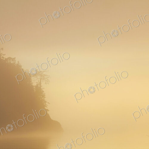 Bowman Bay, Deception Pass State Park, the view of a headland in the mist at sunset,… Bowman Bay, Deception Pass State Park, the view of a headland in the mist at sunset,…