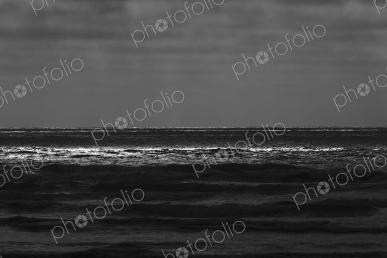 Breaking waves and moody sky at dusk