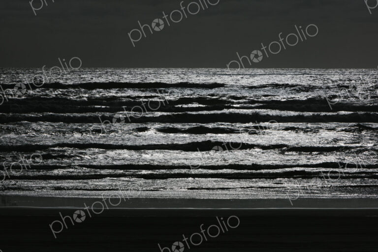 Breaking waves and moody sky at dusk
