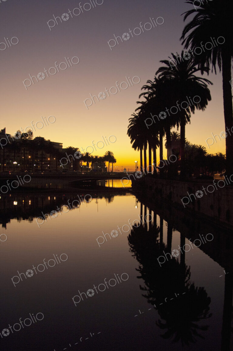 Bridge Over Waterway at Sunset