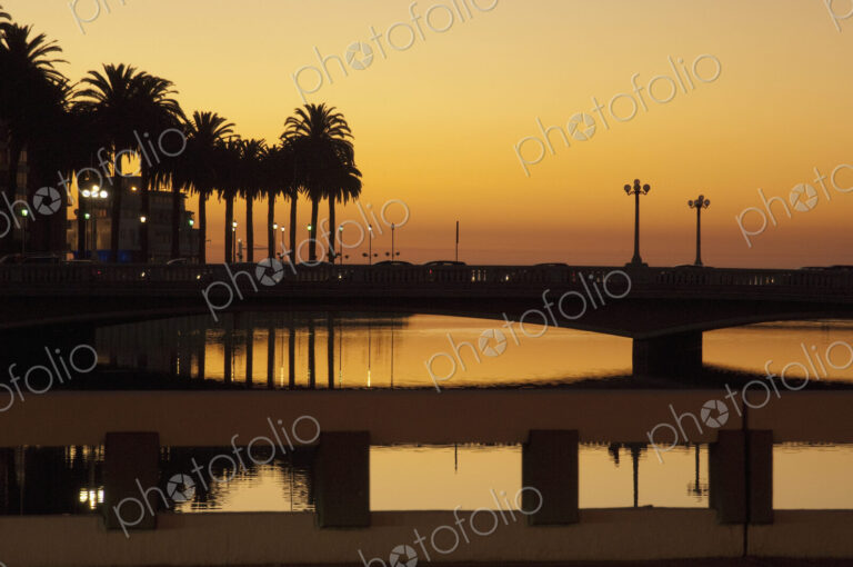 Bridge Over Waterway at Sunset