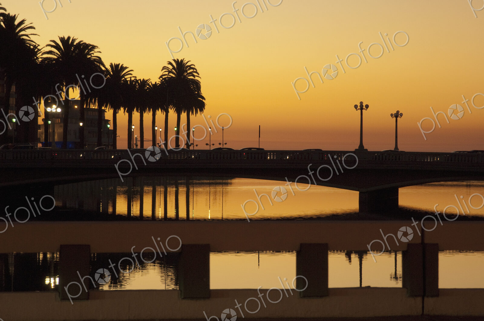 Bridge Over Waterway at Sunset