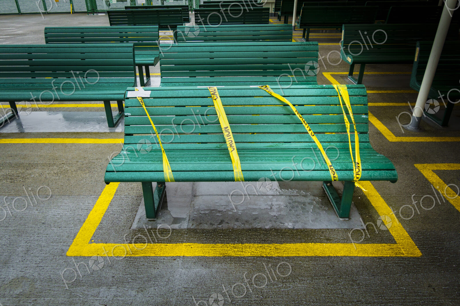 Broken seat wrapped in caution tape, Puget Sound ferry crossing from Edmonds to…
