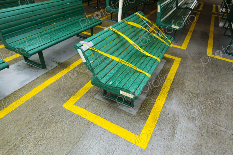 Broken seat wrapped in caution tape, Puget Sound ferry crossing from Edmonds to…
