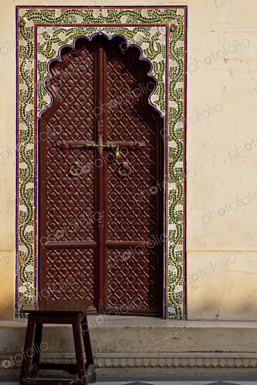 Brown Ornate Arched Door in the City Palace