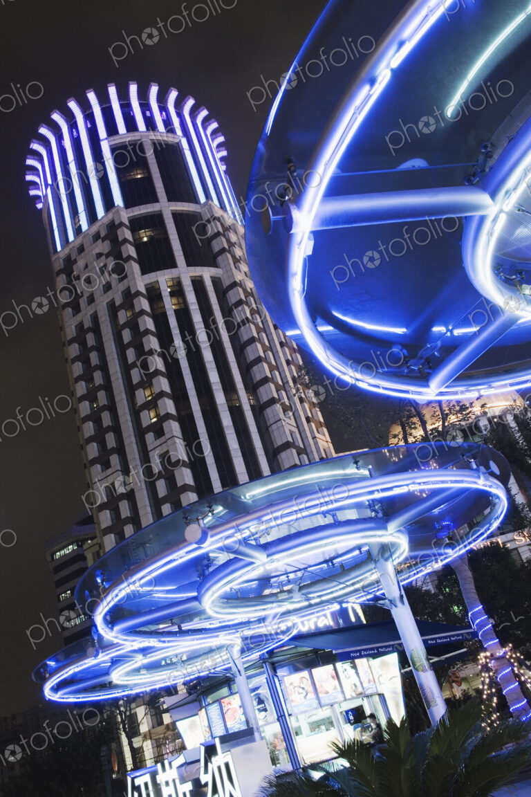 Building and Street Architecture Along Nanjing Road at Night