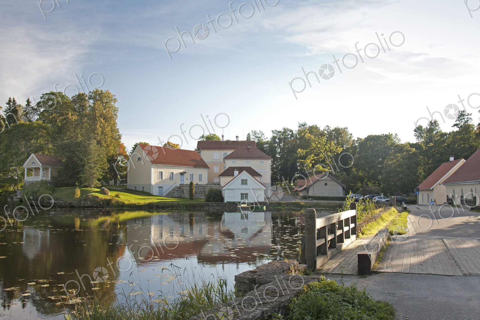 Buildings Overlooking a Calm Pond