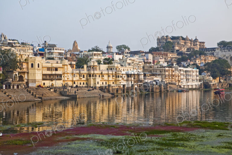 Buildings and Bathing Ghat on Lake Pichola