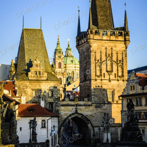 Buildings in Prague cityscape, Czech Republic