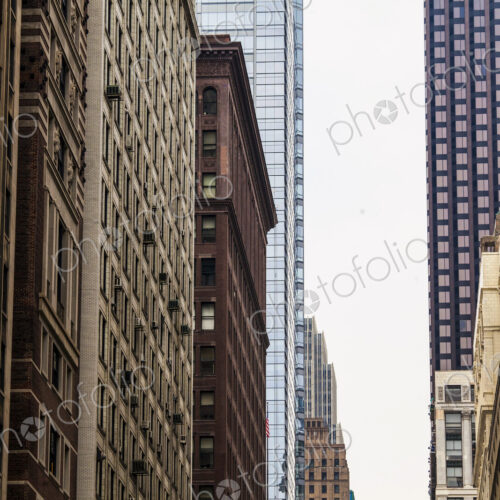 Buildings in downtown Chicago, a range of architectural styles on a street. Buildings in downtown Chicago, a range of architectural styles on a street.