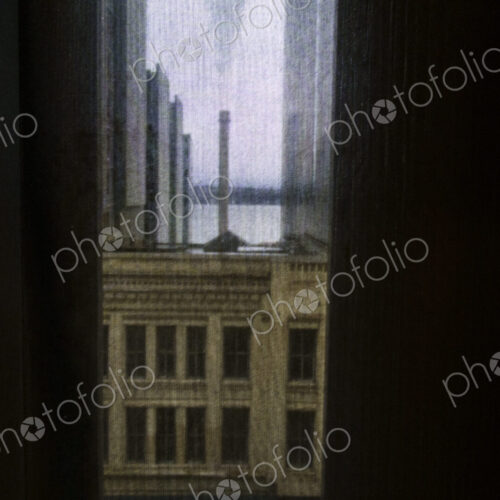 Buildings seen through a window screen, Seattle, WA USA Buildings seen through a window screen, Seattle, WA USA