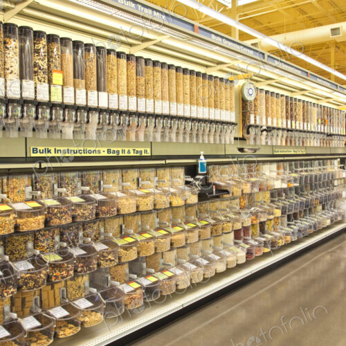 Bulk Food Bins in a Grocery Store Bulk Food Bins in a Grocery Store