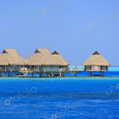 Bungalows over tropical ocean, Bora Bora, French Polynesia Bungalows over tropical ocean, Bora Bora, French Polynesia