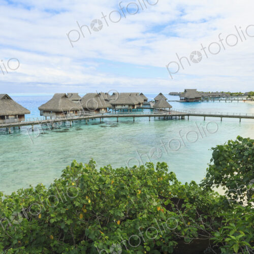 Bungalows over tropical ocean, Bora Bora, French Polynesia Bungalows over tropical ocean, Bora Bora, French Polynesia