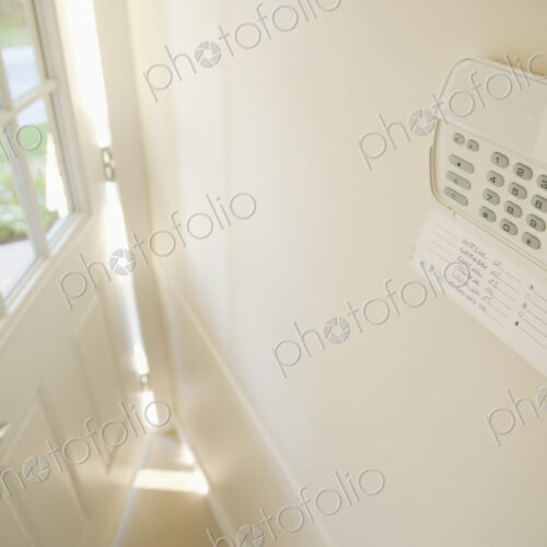Burglar Alarm control pad at Front Door, in an apartment Burglar Alarm control pad at Front Door, in an apartment