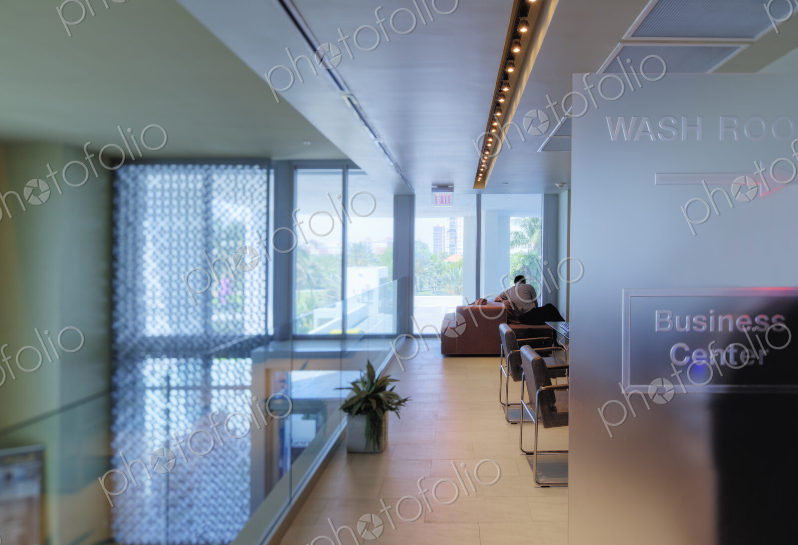 Businessman working in office lounge