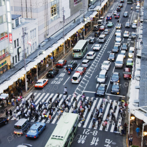 Busy Downtown Street in Japan