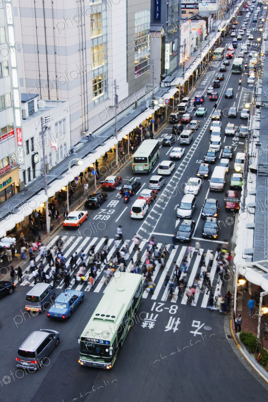 Busy Downtown Street in Japan