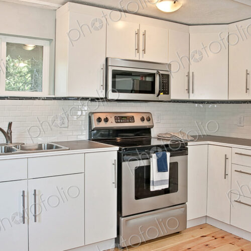 Cabinets and countertops in modern kitchen