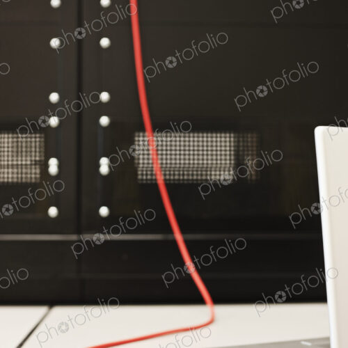 Cable plugged into laptop.