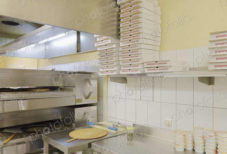 Cafe Kitchen With Pizza Making Equipment