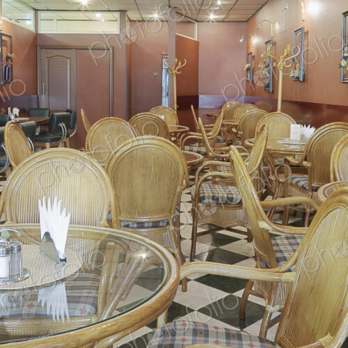 Cafe With Rattan Chairs and Tables