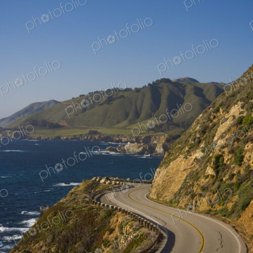 California Highway 1 at milepost 59 on the Big Sur coast in the evening near Carmel,… California Highway 1 at milepost 59 on the Big Sur coast in the evening near Carmel,…