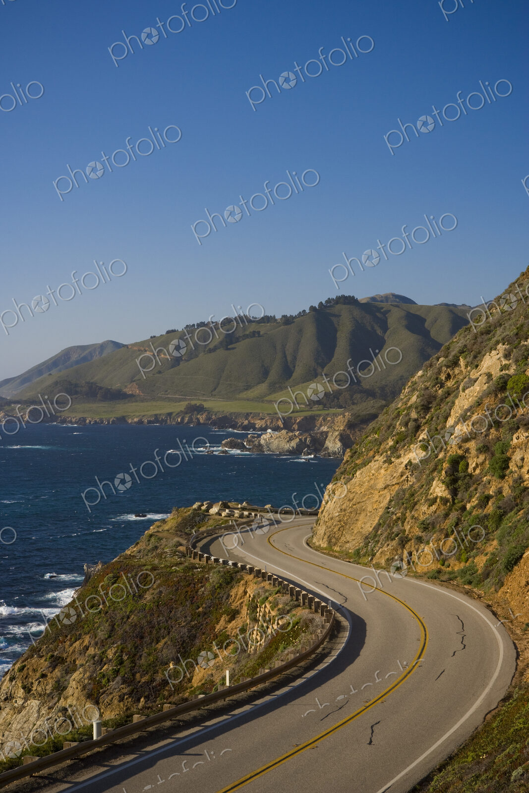 California Highway 1 at milepost 59 on the Big Sur coast in the evening near Carmel,…