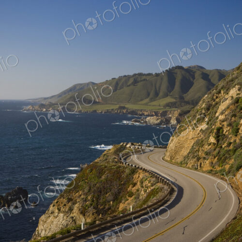 California Highway 1 at milepost 59 on the Big Sur coast in the evening near Carmel,… California Highway 1 at milepost 59 on the Big Sur coast in the evening near Carmel,…