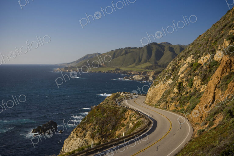 California Highway 1 at milepost 59 on the Big Sur coast in the evening near Carmel,…