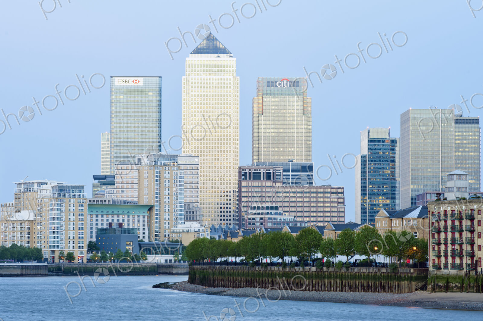 Canary Wharf skyline at Twilight