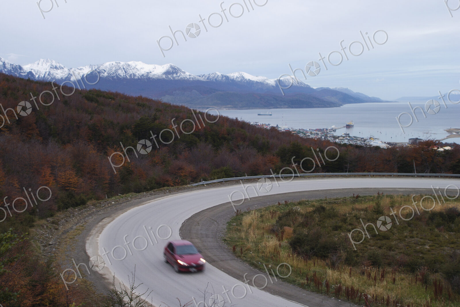 Car Driving On Curved Road