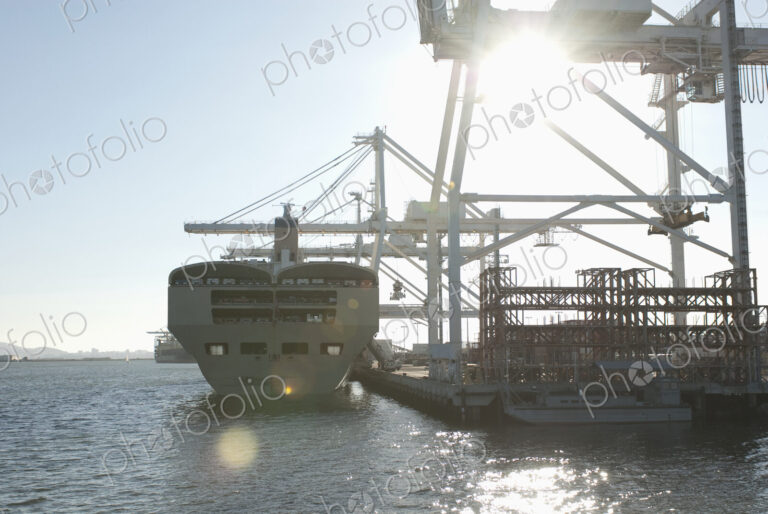 Car Transport Ship and Cranes