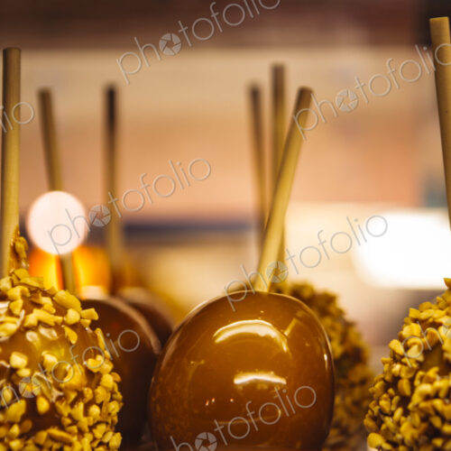 Caramel apples on a stick, USA Caramel apples on a stick, USA