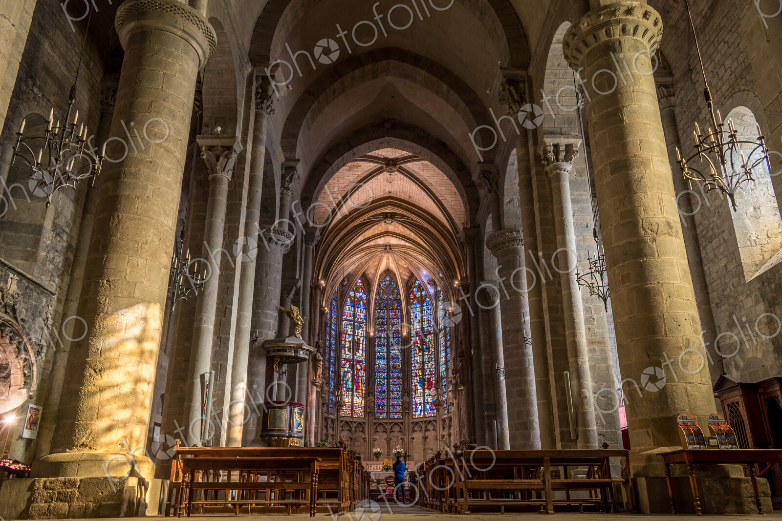 Carcassonne, Basilique Saint Nazaire, a Gothic Romaneque historic building, the stained…