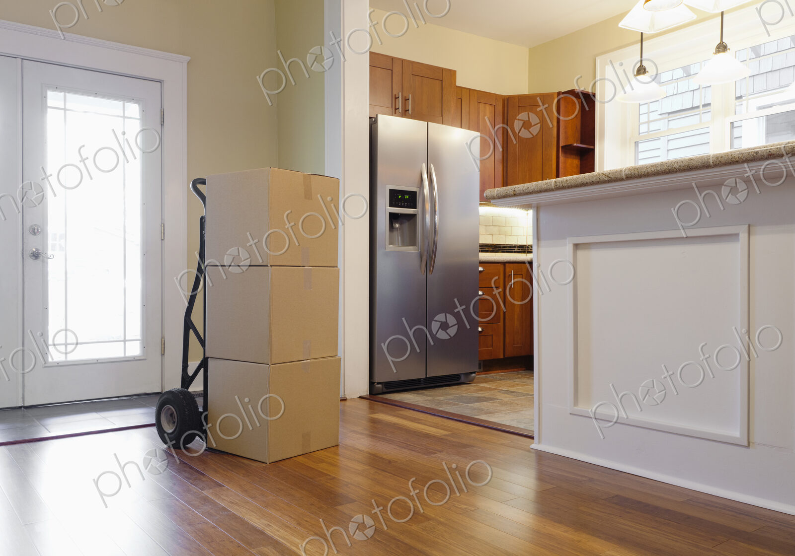 Cardboard boxes in new house