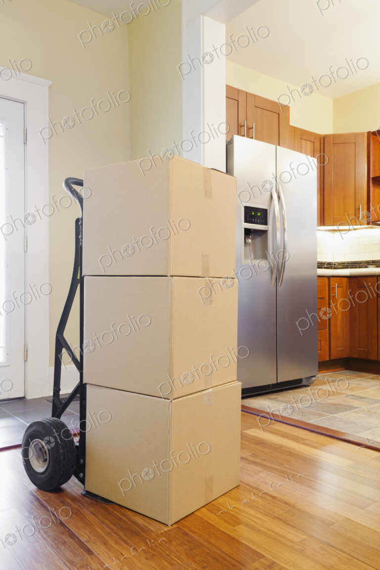 Cardboard boxes in new house