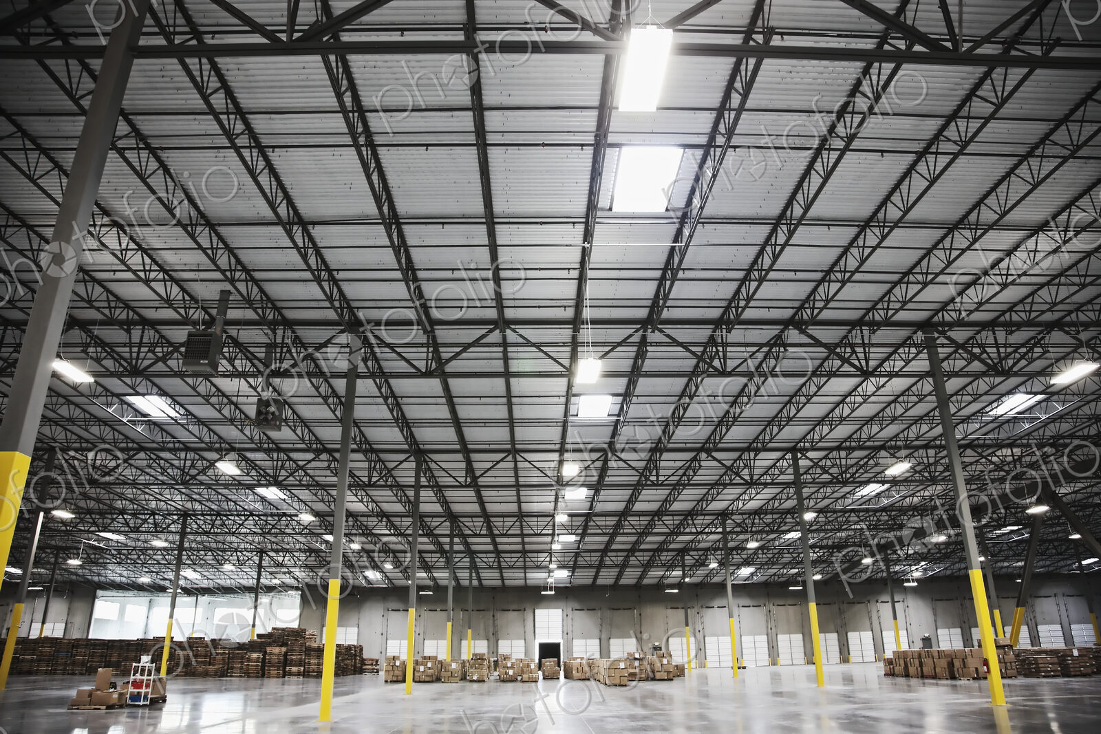Cardboard boxes in warehouse