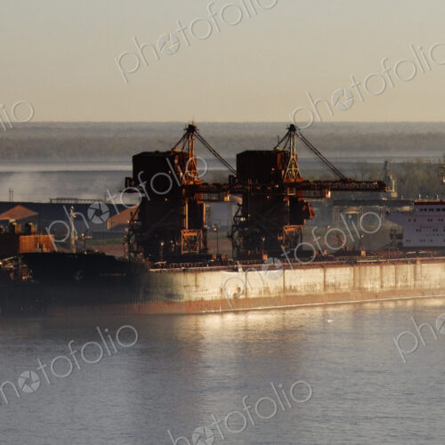 Cargo Ship and Loading Cranes