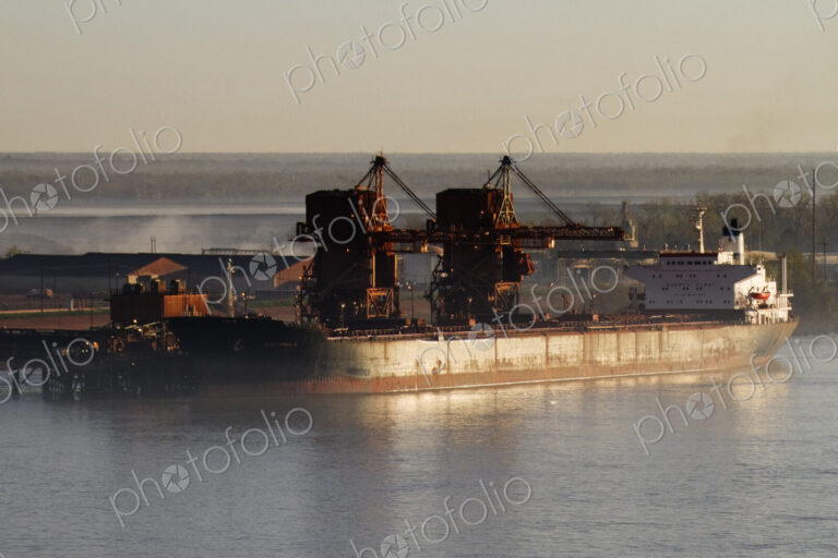 Cargo Ship and Loading Cranes