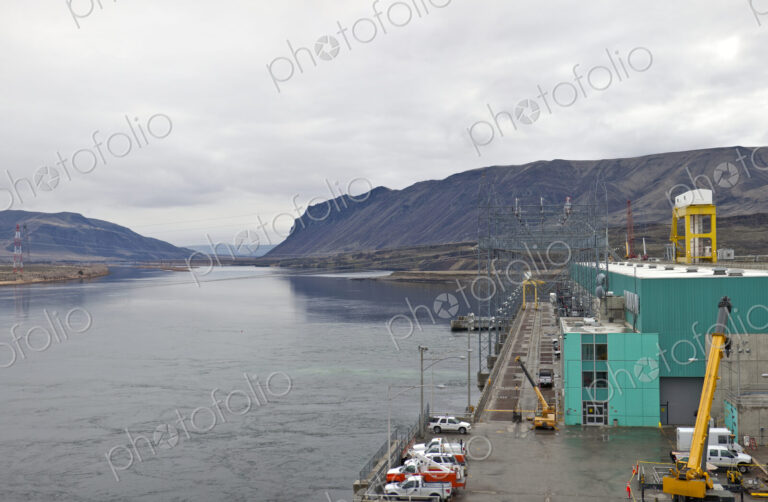 Cars Parked on a Hydroelectric Dam