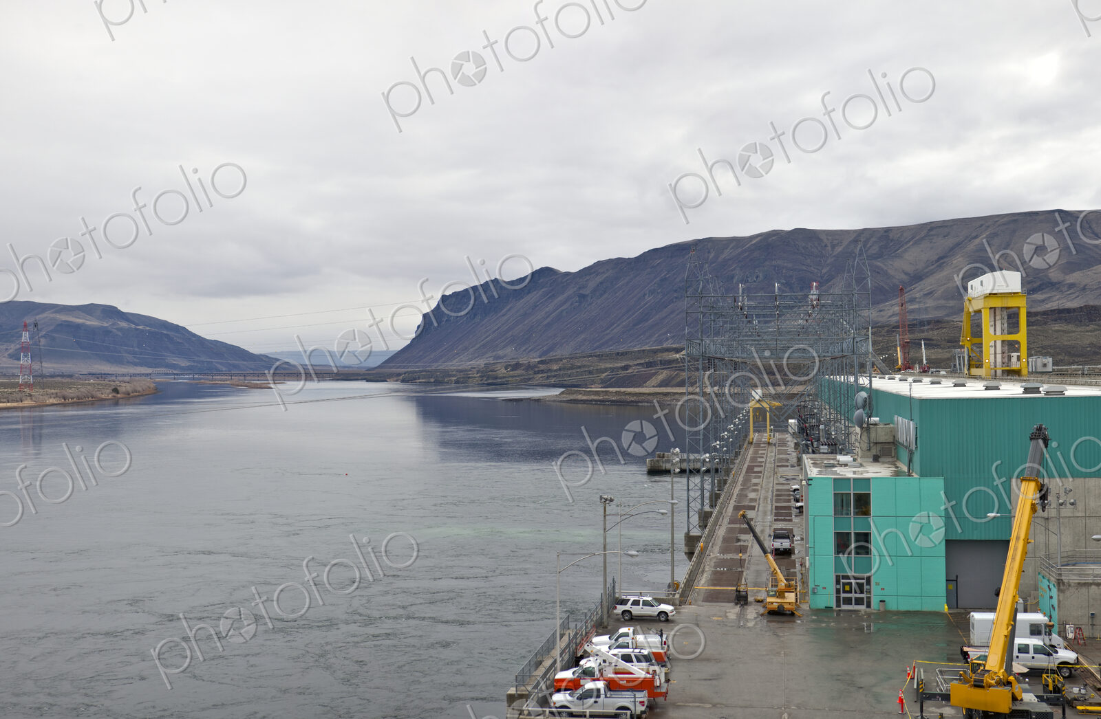 Cars Parked on a Hydroelectric Dam