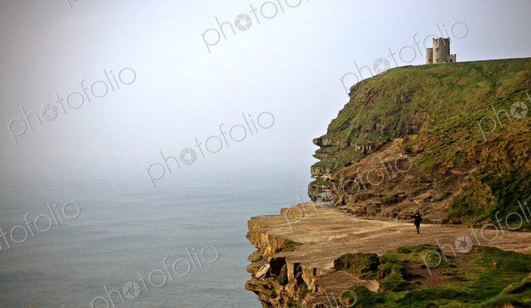 Castle on cliff near ocean