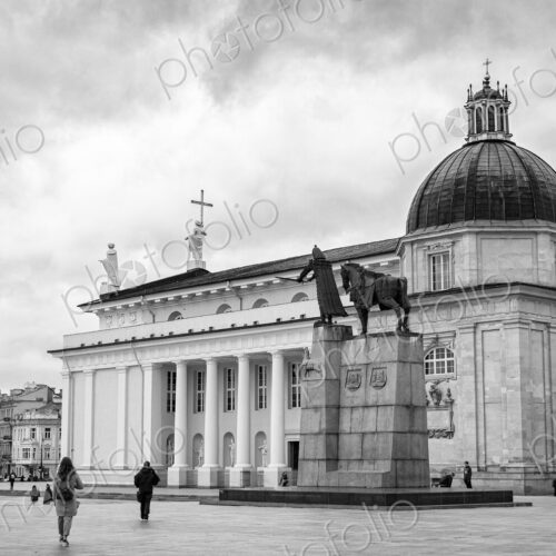 Cathedral Square with church and bell tower in Vilnius, Lithuania. Cathedral Square with church and bell tower in Vilnius, Lithuania.