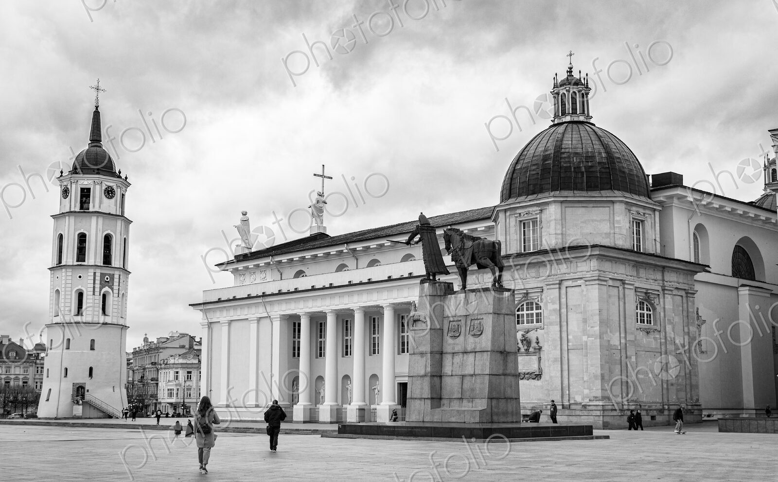 Cathedral Square with church and bell tower in Vilnius, Lithuania.